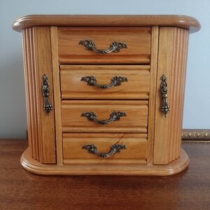 Vintage Mele & Co Wooden Armoire Jewelry Box